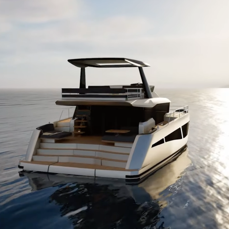 Power 67 sailing at sea